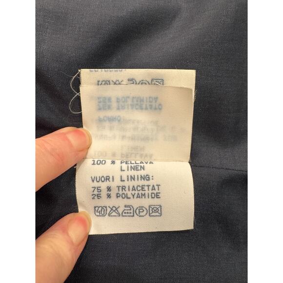 Vintage Womens Linen Blazer MARIMEKKO Sz 6 Made in Finland Navy Blue Jacket - Picture 11 of 11